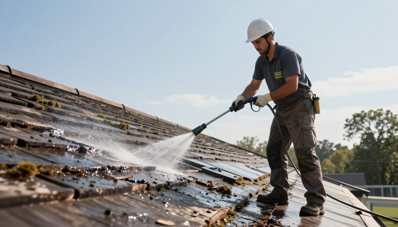 cleaning an old roof