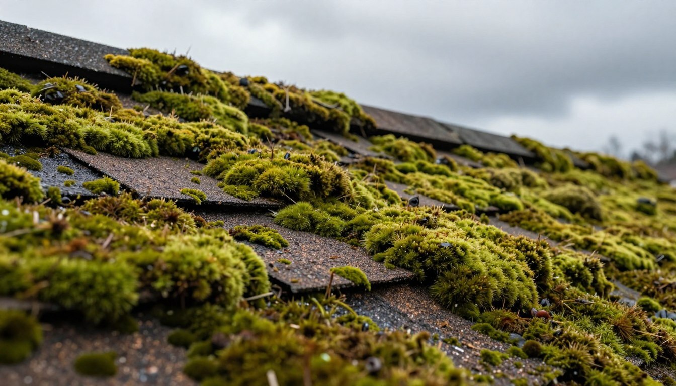 Moss damaging asphalt shingles