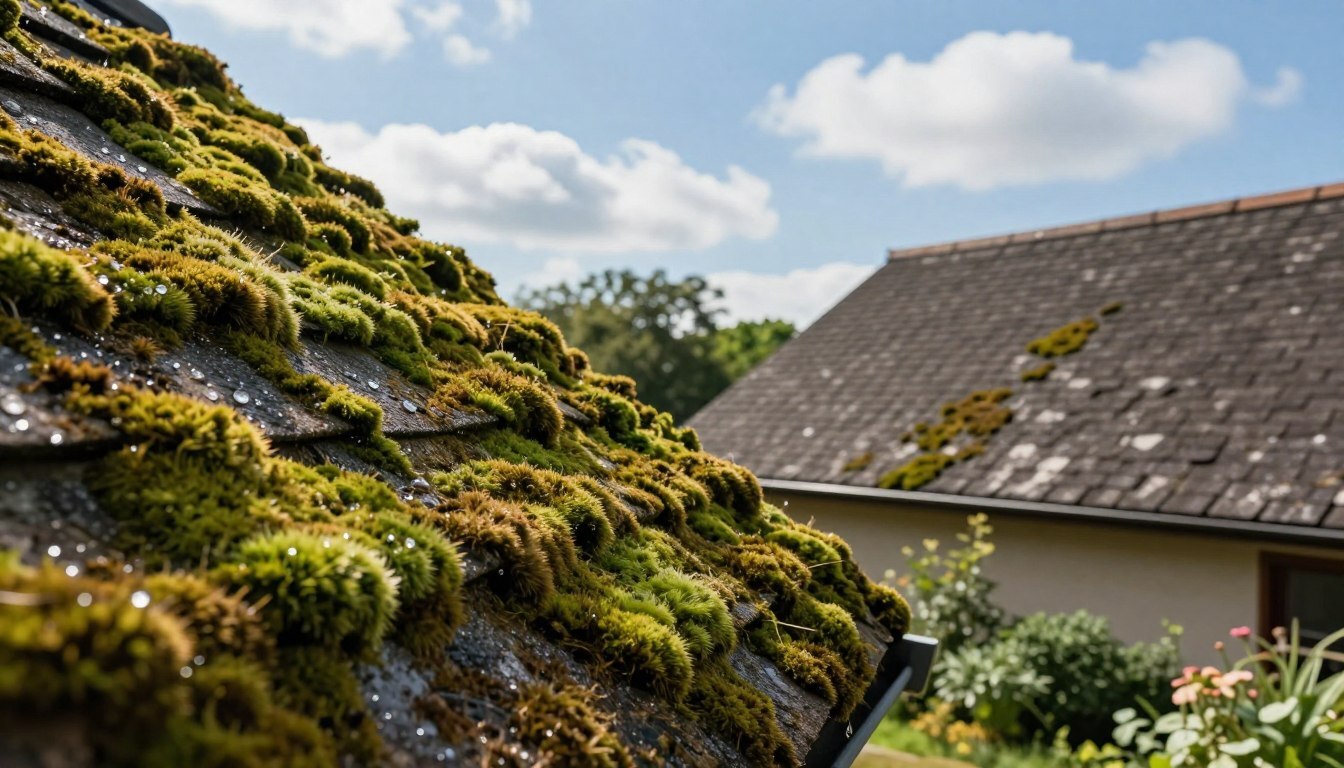 the relationship between roof pitch and moss accumulation