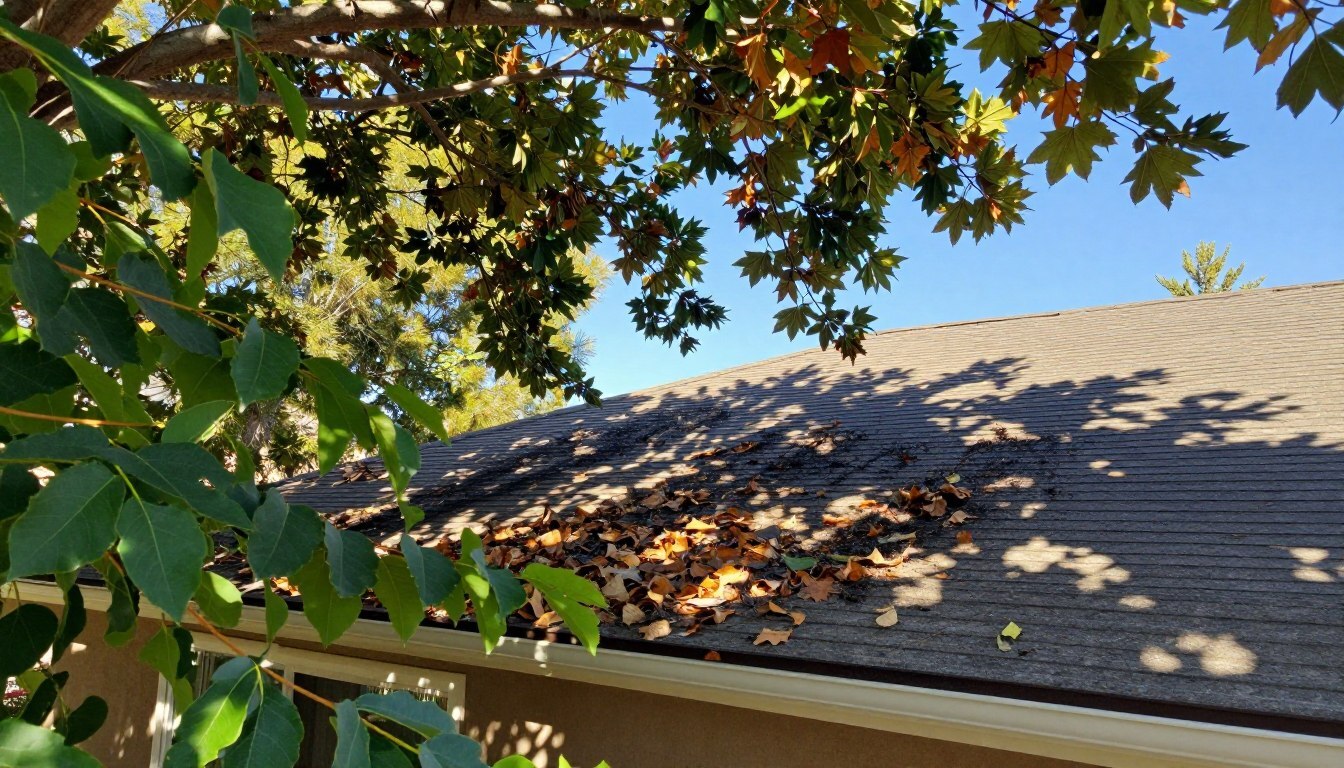 the impact of overhanging trees on roof cleanliness