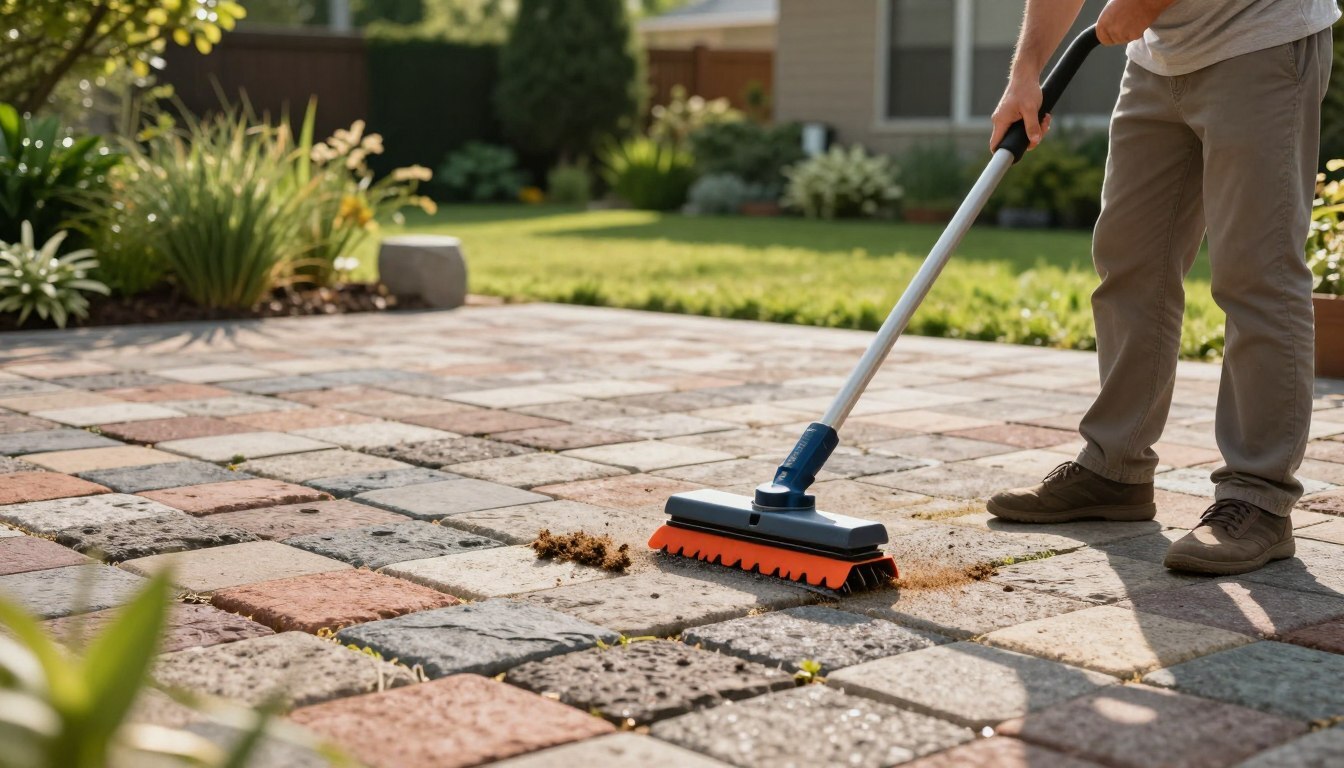 The Best Way to Clean Paver Patios Without Removing the Sand.