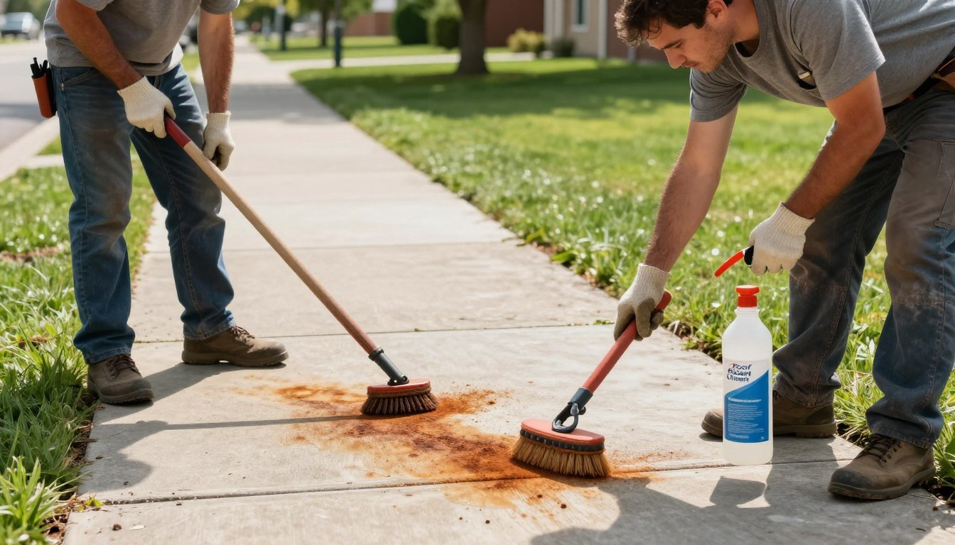 Removing rust from outdoor surfaces