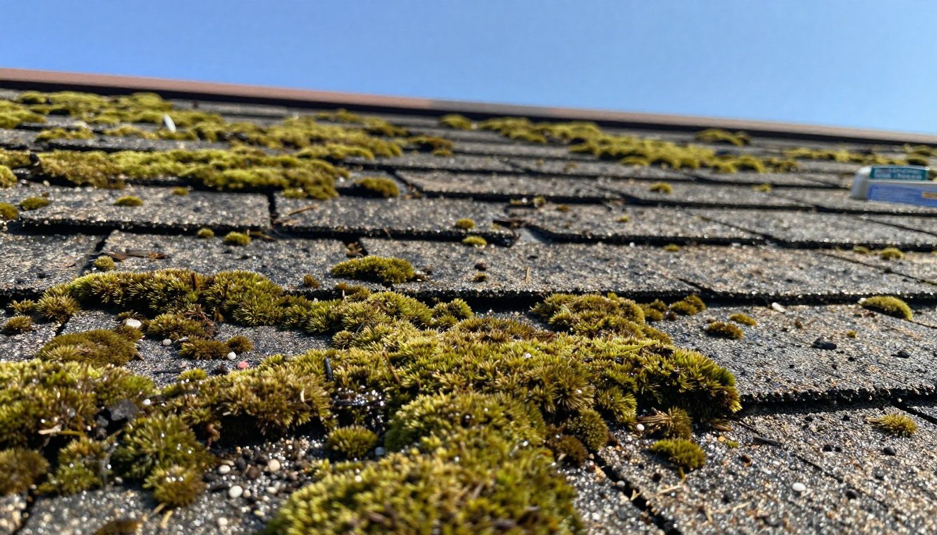 why shingle granules fall off when moss is present