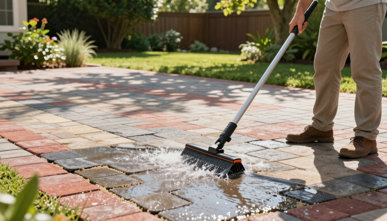 The best way to clean paver patios without removing the sand
