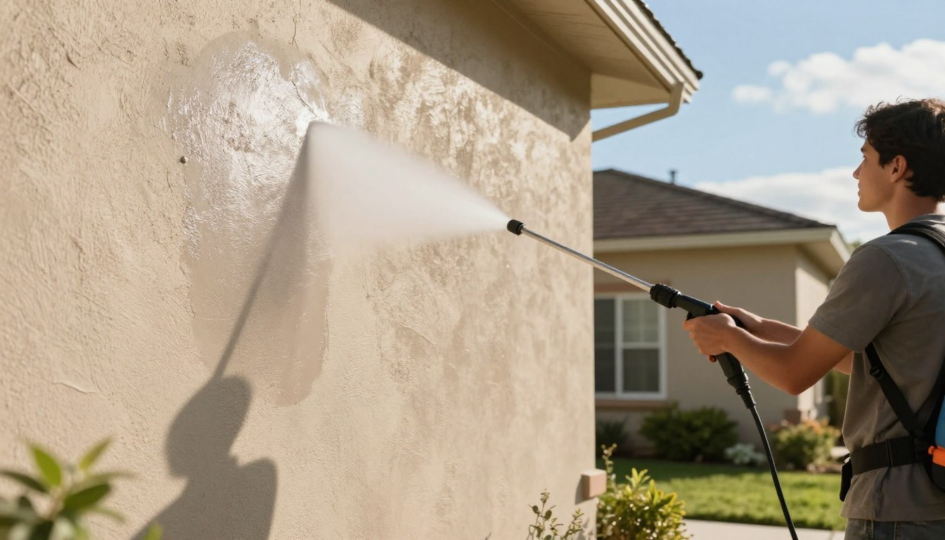 how to clean stucco safely using soft wash methods