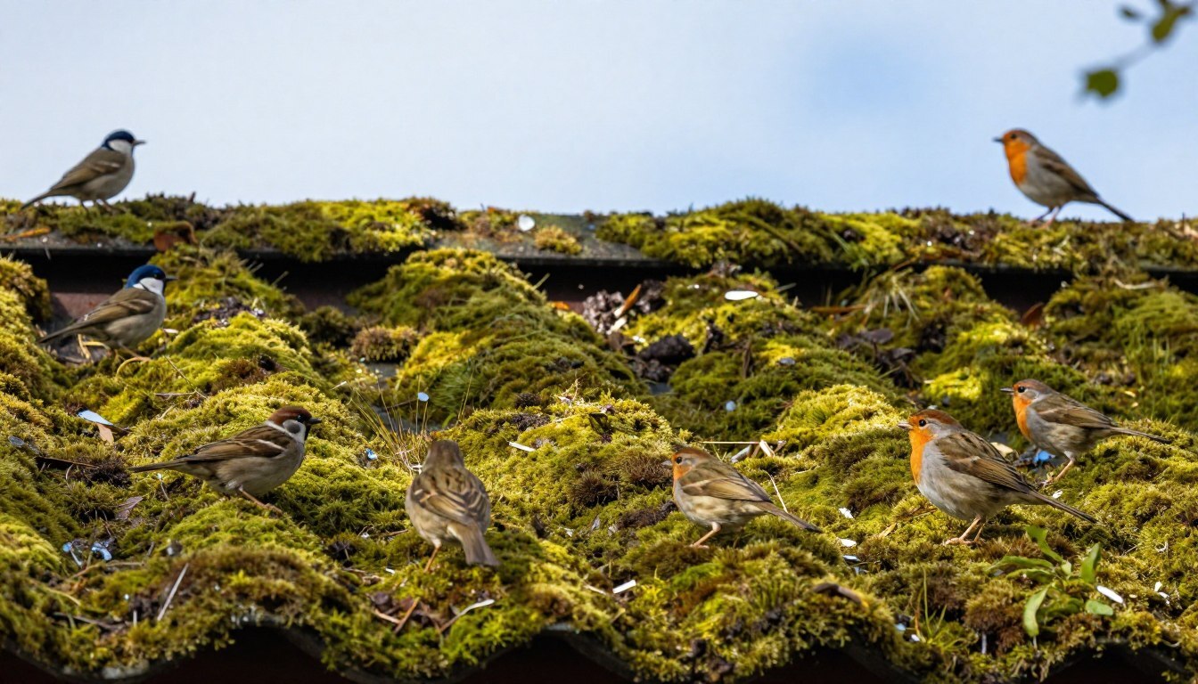 ecological impact of birds on mossy roofs