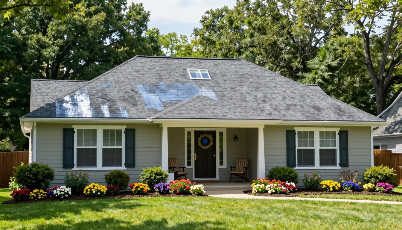 A charming suburban home showcasing enhanced curb appeal with a freshly cleaned roof.