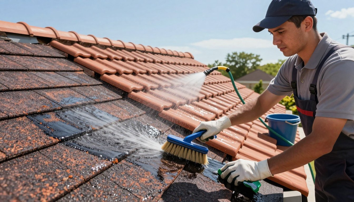Roof cleaning care differences for asphalt shingles and clay tiles