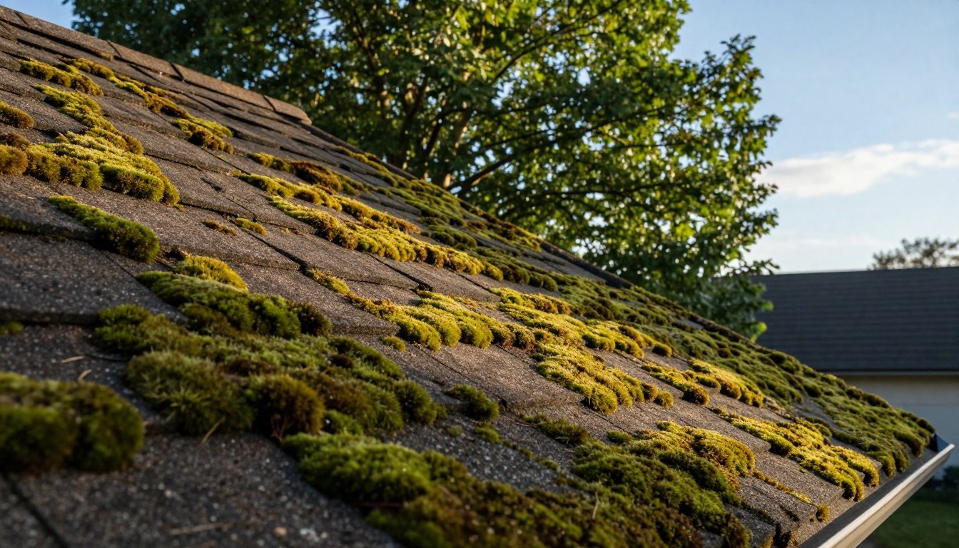 roof pitch and moss accumulation